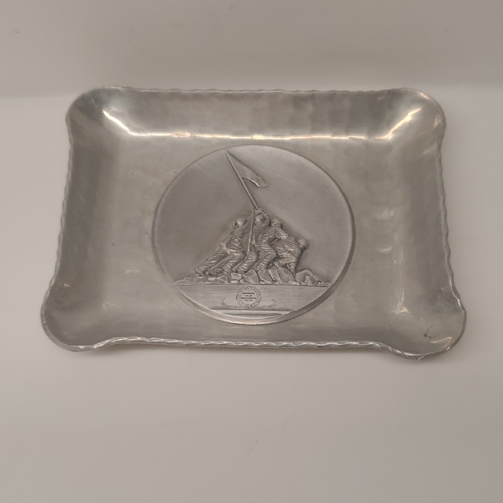 Decorative Silver Tray with Embossed Design
